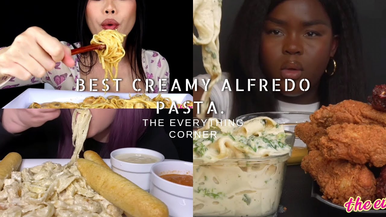 Best Creamy Alfredo Pasta Mukbang Compilation. ASMR. MUKBANG. | THE EVERYTHING CORNER.