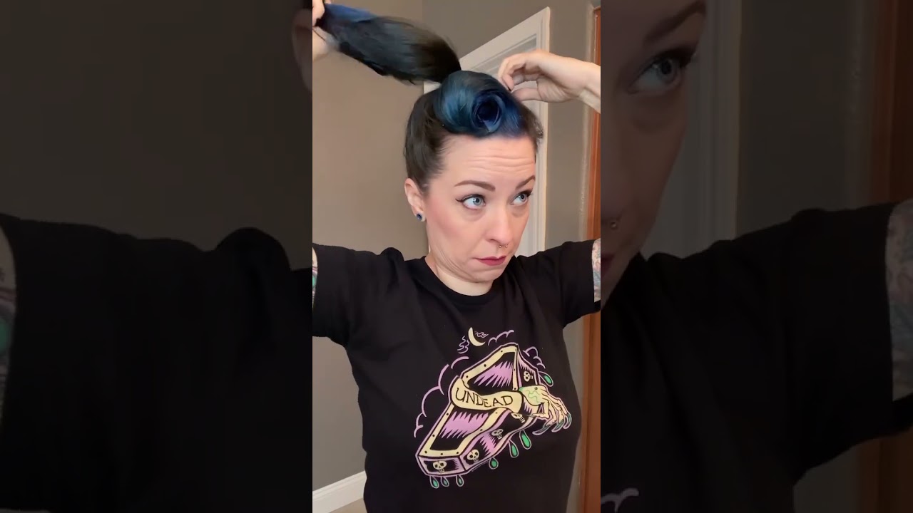 Quick Pinup Updo #updo #hair #hairtutorial #pinup #rockabilly #quickhairstyle #hairstyle #shorts