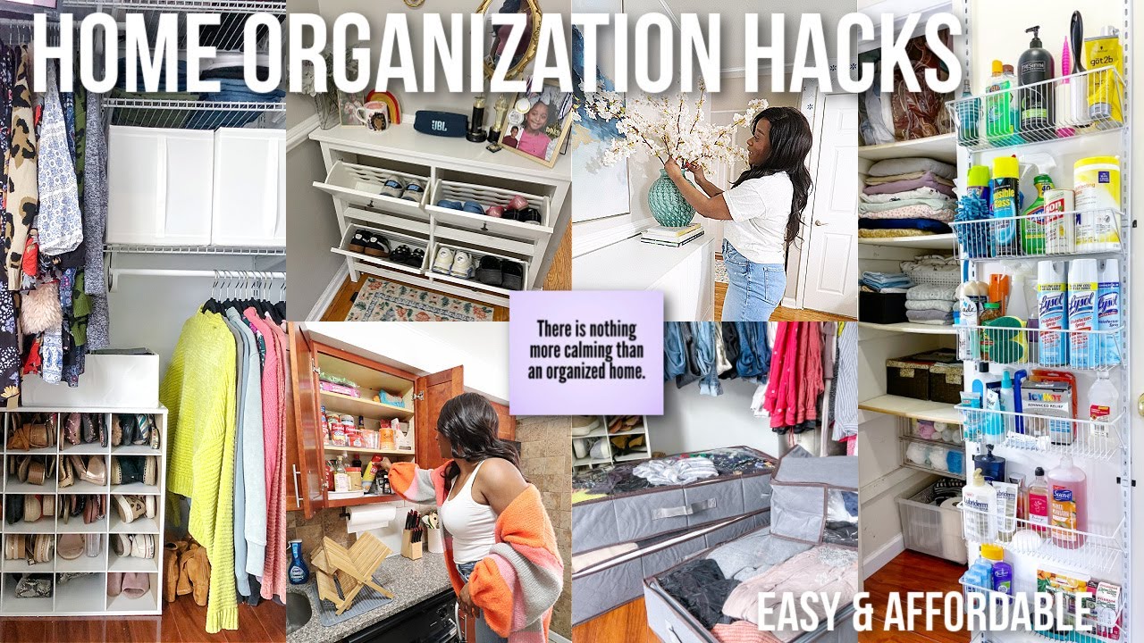 HOME ORGANIZATION HACKS! SMALL SPACE ORGANIZATION, RENTER FRIENDLY STORAGE IDEAS ON A BUDGET