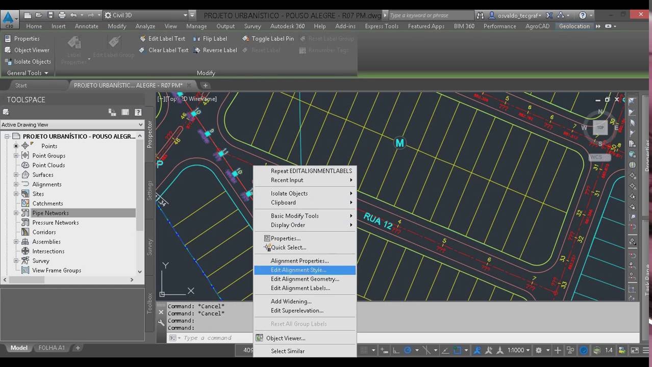AutoCAD Civil 3D 2016 - CORREÇÃO ESTACA FINAL E INSERINDO COTAS DE GREIDE NO EIXO