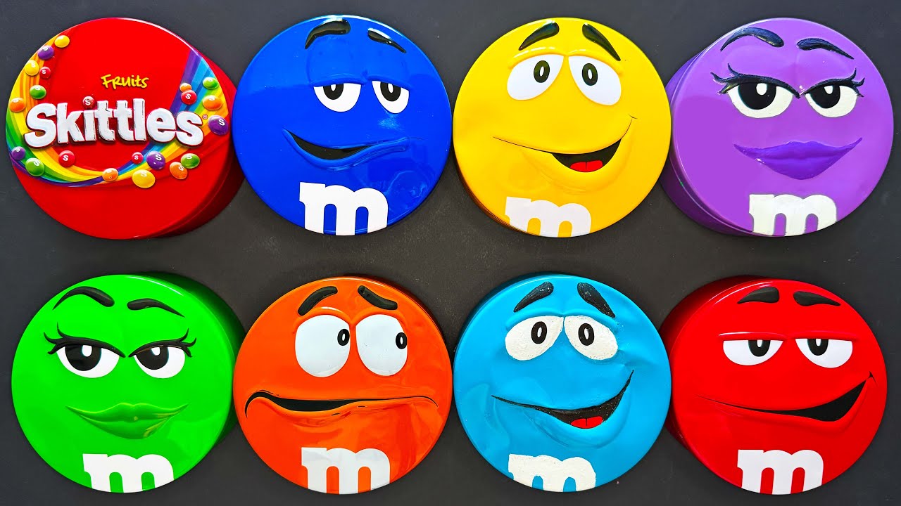 6 Minutes Satisfying with Unpacking Surprise Tins of Radiant Skittles and Delicious M&M'S Candy ASMR