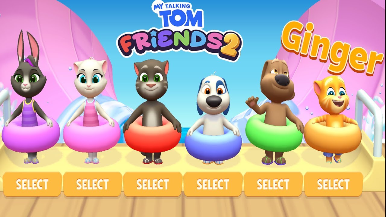 Water Slides Park Ginger Finally Unlocked | My Talking Tom Friends 2 Christmas Update All Characters