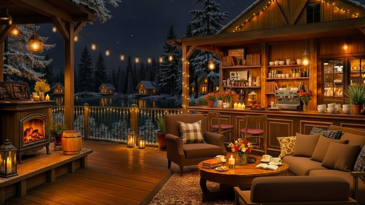 Cozy Winter Coffee Shop Ambience & Relaxing Piano Jazz Music to Study ⛄ Warm Jazz Instrumental Music