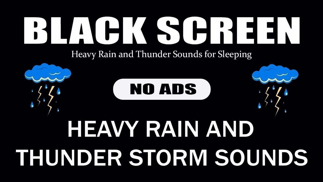 🔴 Heavy Rain and Thunder Sounds for Sleeping - Black Screen Deep Sleep Relaxation No Ads