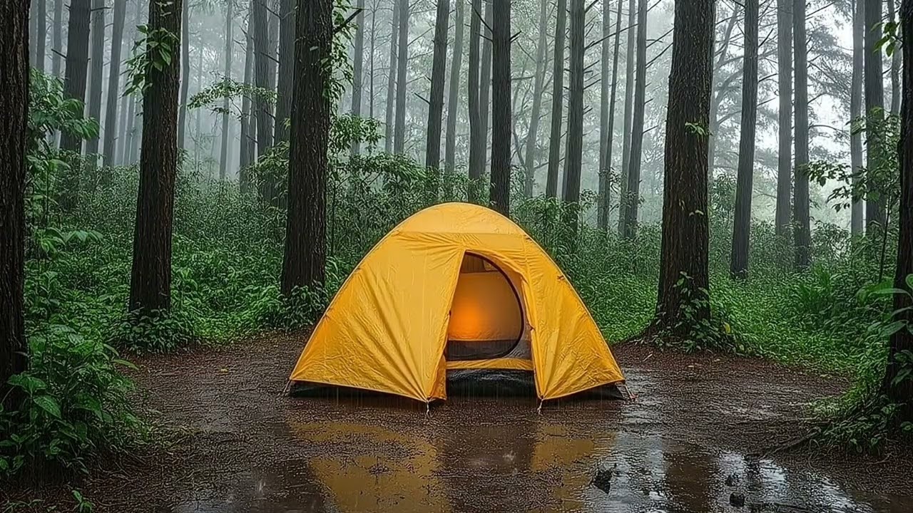 Super Heavy Rain on a Yellow Tent-Sleeping Inside with Rain Sounds-Best Rain Sounds for Deep Sleep