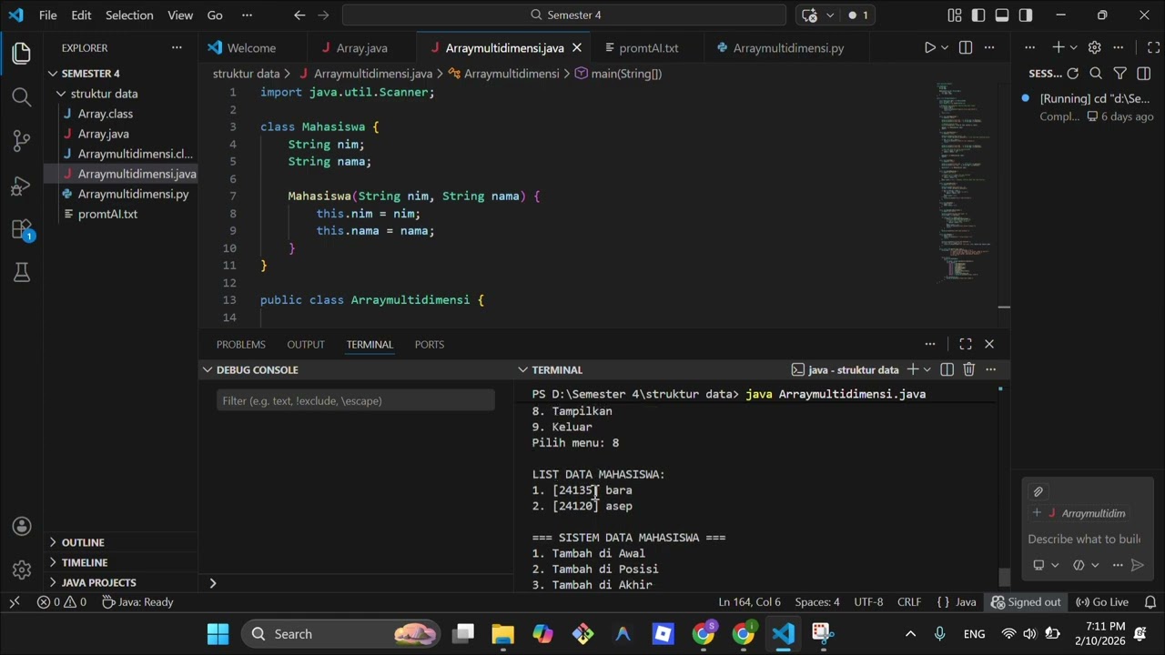 24106050066_Septian Zihan S_Tipe data Array pada Bahasa Pemrograman Java dan Python