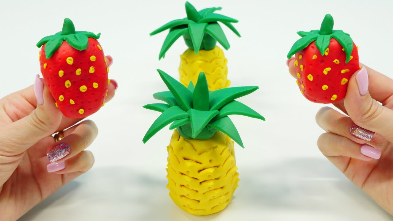 Cómo hacer frutas de plastilina. Vídeo de juguetes infantiles.