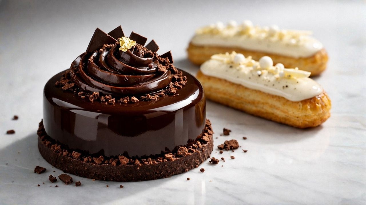 Entremets tout chocolat & eclairs vanille - CAP blanc cap patisserie 2026