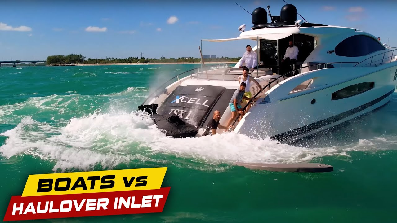 MAN SUBMERGED TRYING TO RETRIEVE CUSHION! | Boats vs Haulover Inlet