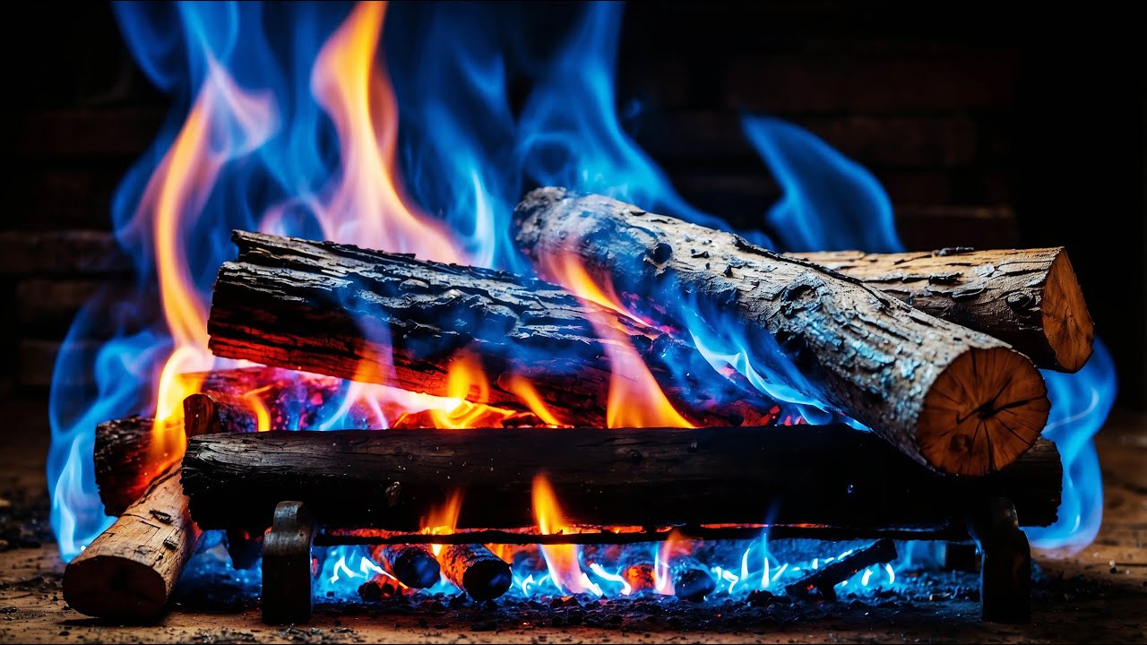 Blue Flame Serenity | 12H Relaxing Fireplace with Crackling Logs for Sleep, Focus & Calm Ambience