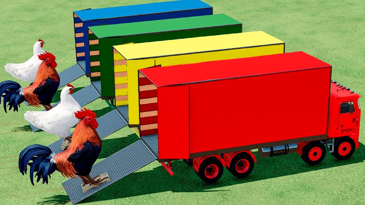 TRANSPORT OF COLORS ! ANIMALS TRANSPORTING with COLORED TRUCKS ! Farming Simulator 22