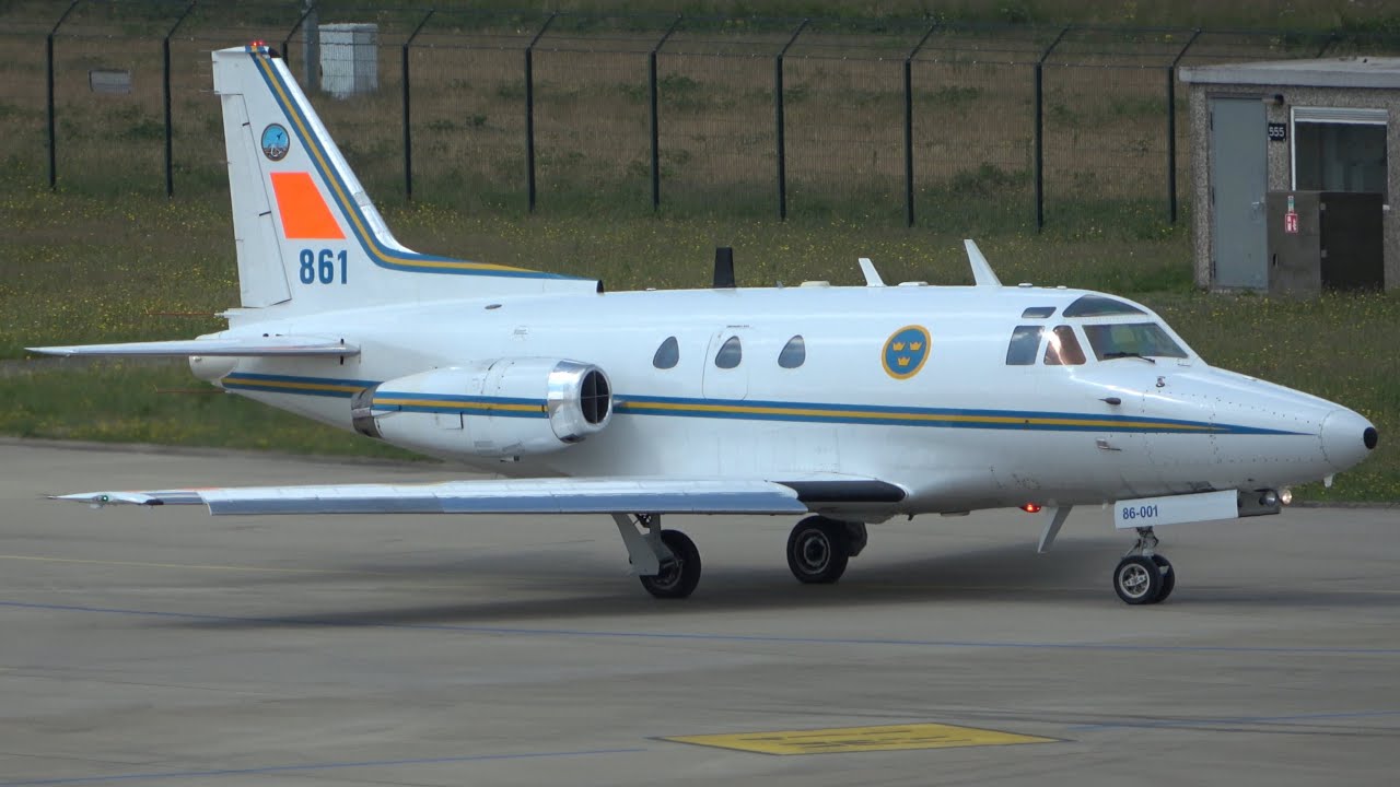 Swedish Air Force North American Sabreliner Landing & Take Off Eindhoven Airport