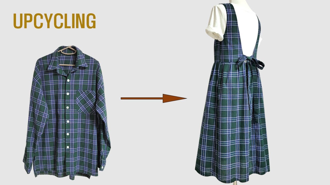DIY  안 입는 셔츠로 원피스 만들기 /Upcycling  Shirt/셔츠 리폼/앞치마/Apron/치마/남방/옷 만들기/skirt/뷔스티에/Refashion