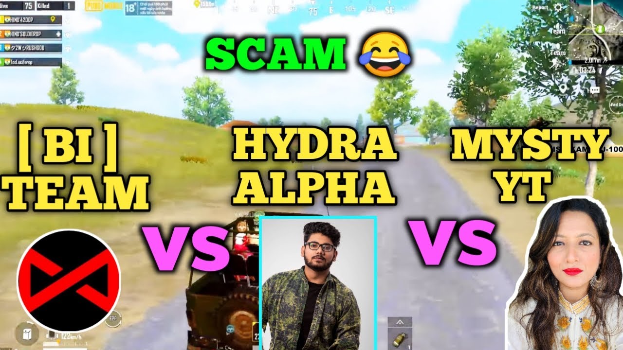 Hydra alpha vs Bi team vs Mysterious yt full intense fight in middle zone | Scam 😂 | Pubg emulator