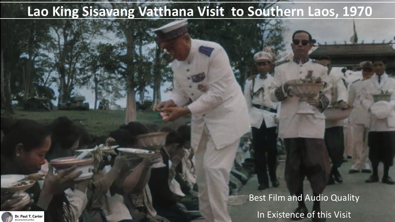 Laos King Sisavang Vatthana Visit to Southern Laos 1970