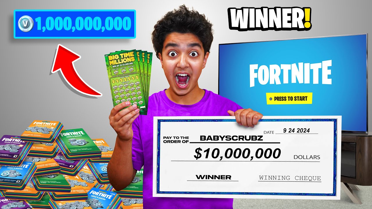 Rich Kid Wins LOTTERY To Buy V-Bucks In Fortnite.. (JACKPOT!)