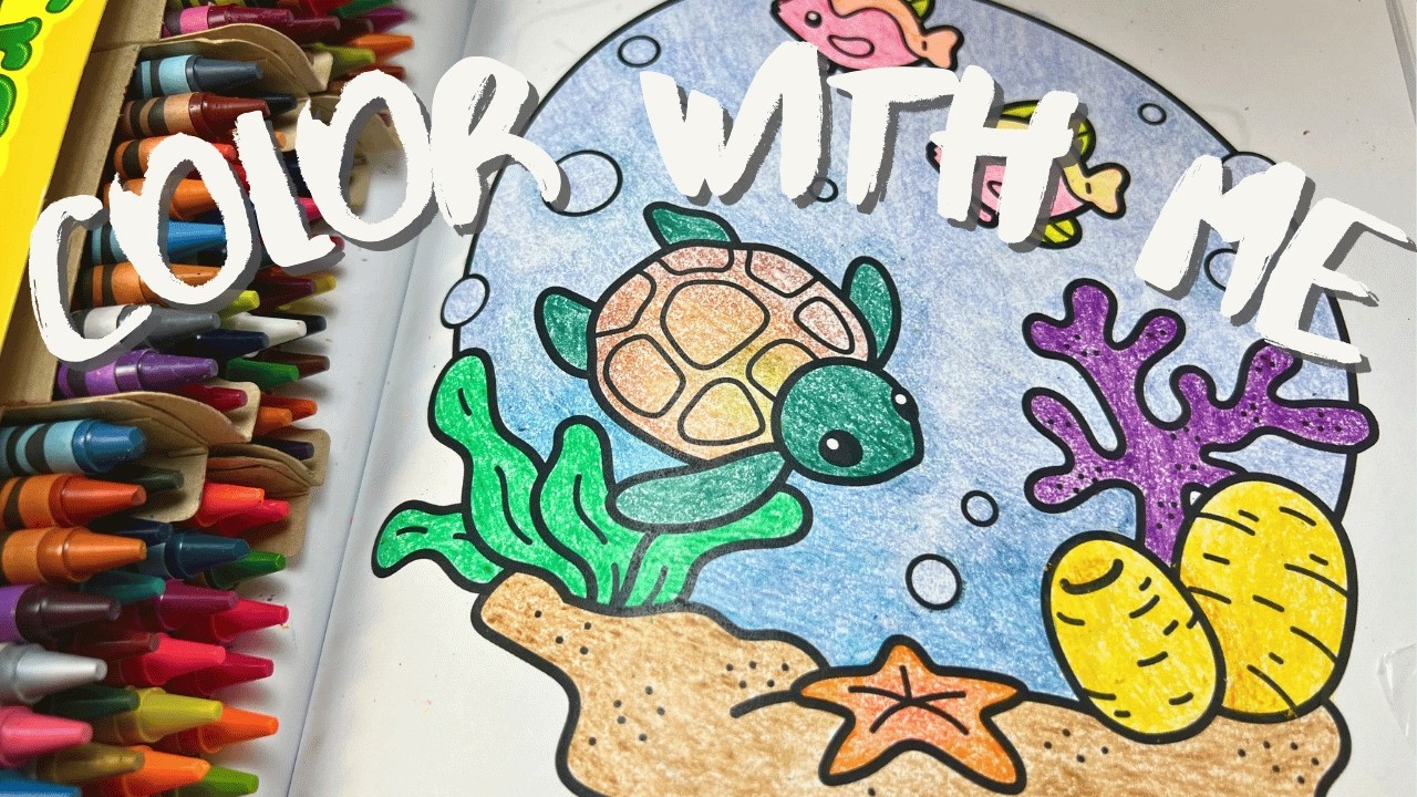 Coloring Sea Animals with Crayons 🐠🌊 Easy Ocean Coloring Page | Relaxing Art #Coloring