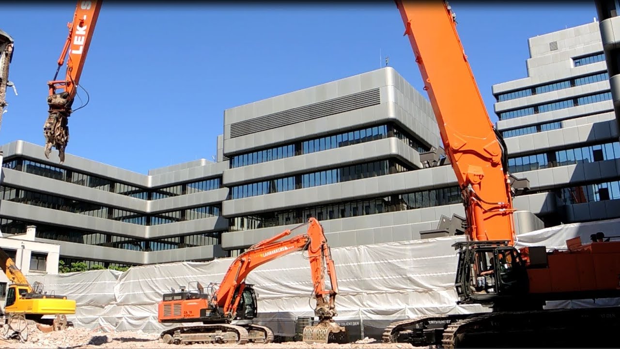 Тяжелый транспорт огромный экскаватор Hitachi 870 LCH с гигантской стрелой 42 метра