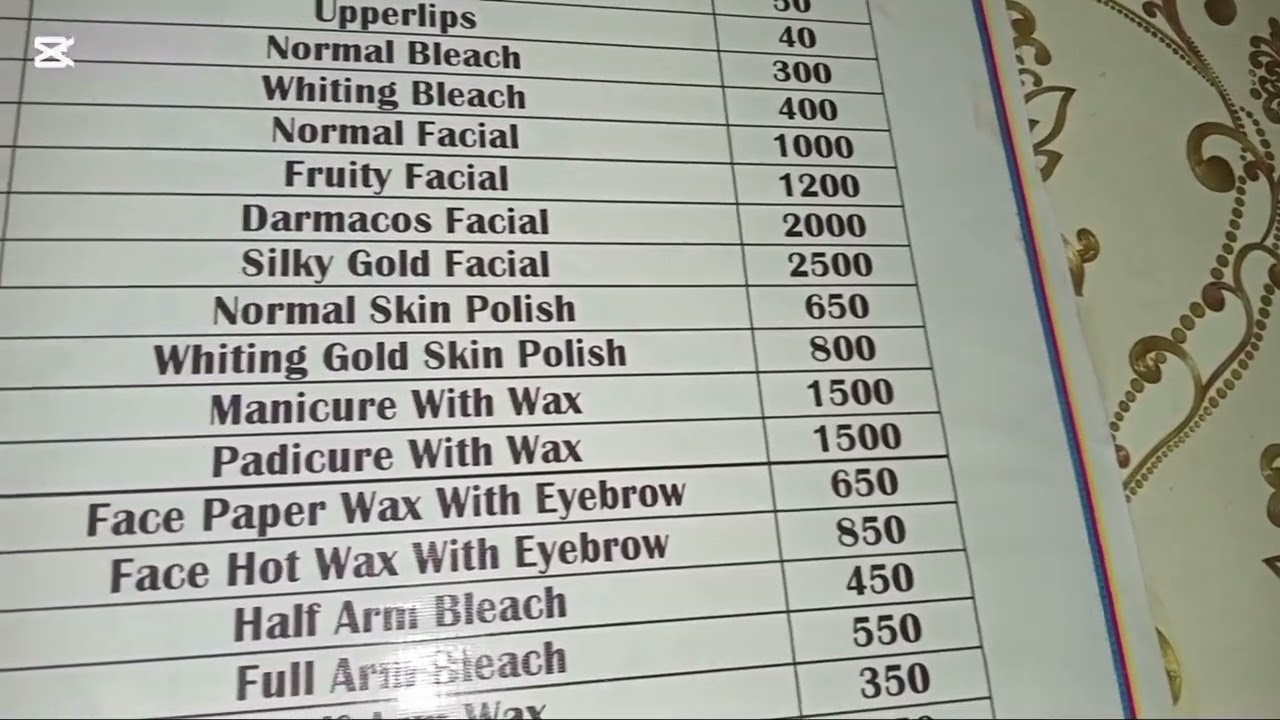 Rate list ✨️ Aasfa Beauty parlour 💃 Discount price available ♥️ 
