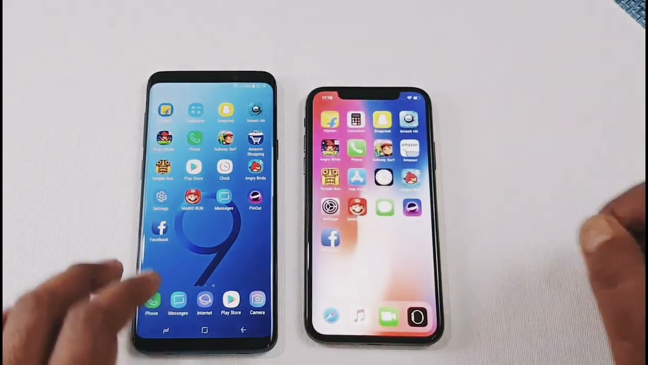 Samsung galaxy S9 plus VS iPhone X Speed Test Exynos 9810 VS A11 bionic prosscer comperition 2025