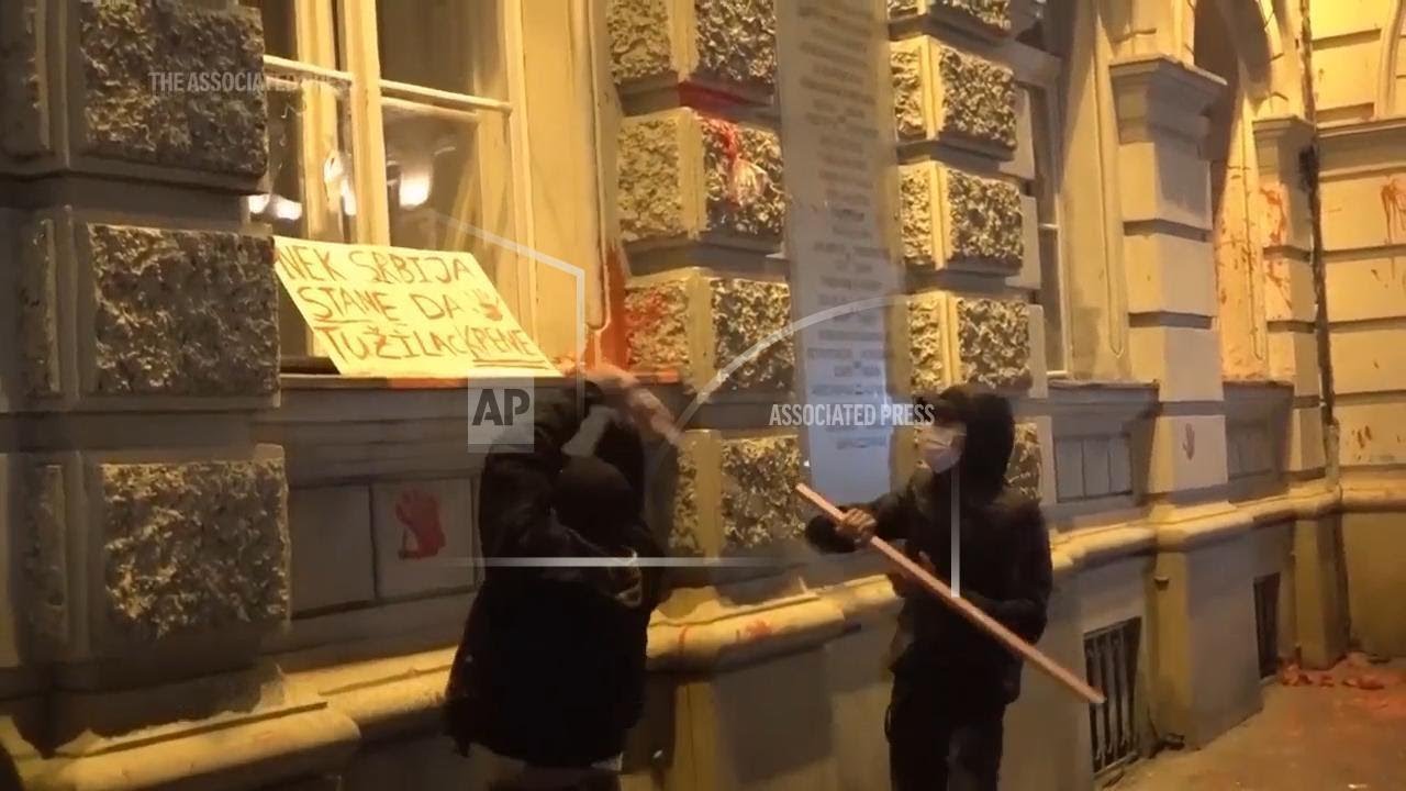 Police fire tear gas at protest over deadly canopy collapse in Serbia