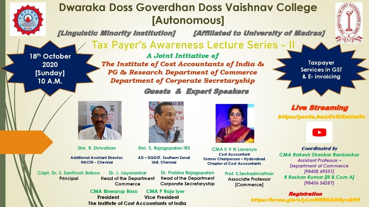 Tax Payer's Awareness Lecture Series - II [Taxpayer's Services in GST Portal & E-invoicing]