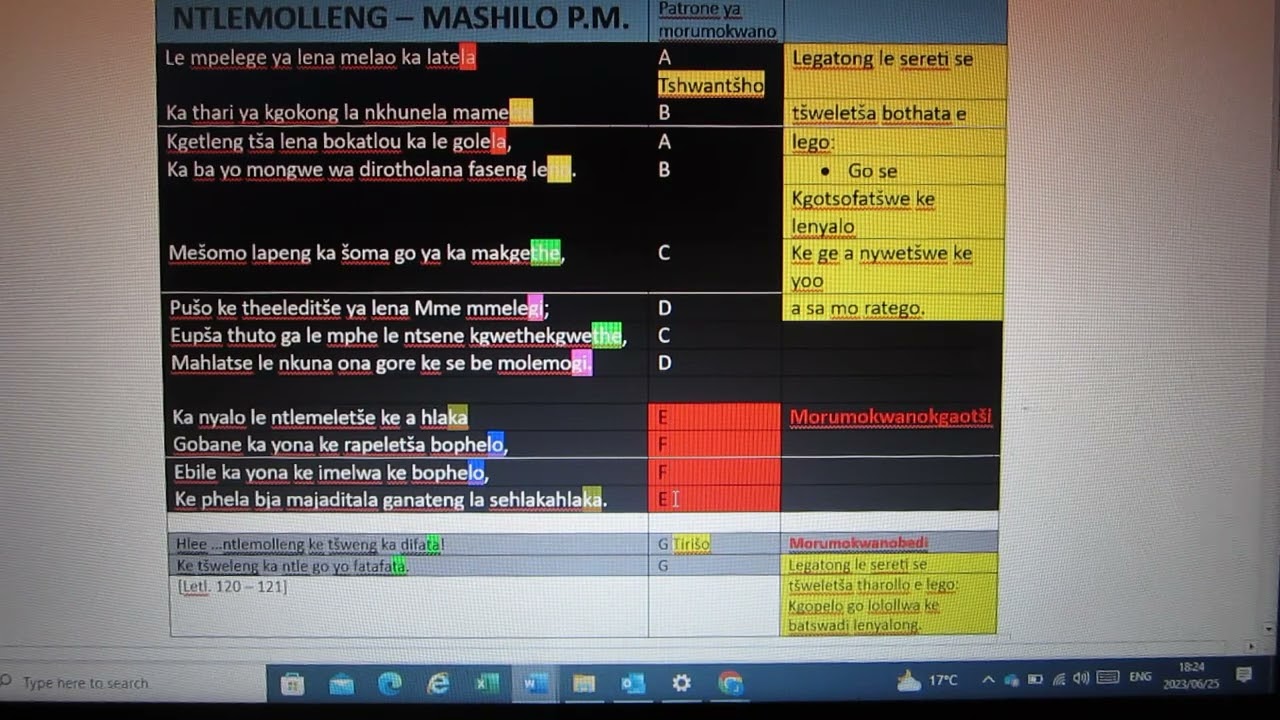 Ntlemolleng. Go lebelelwa patrone ya morumokwano le dinyakwa tša sonete ya Seisemane