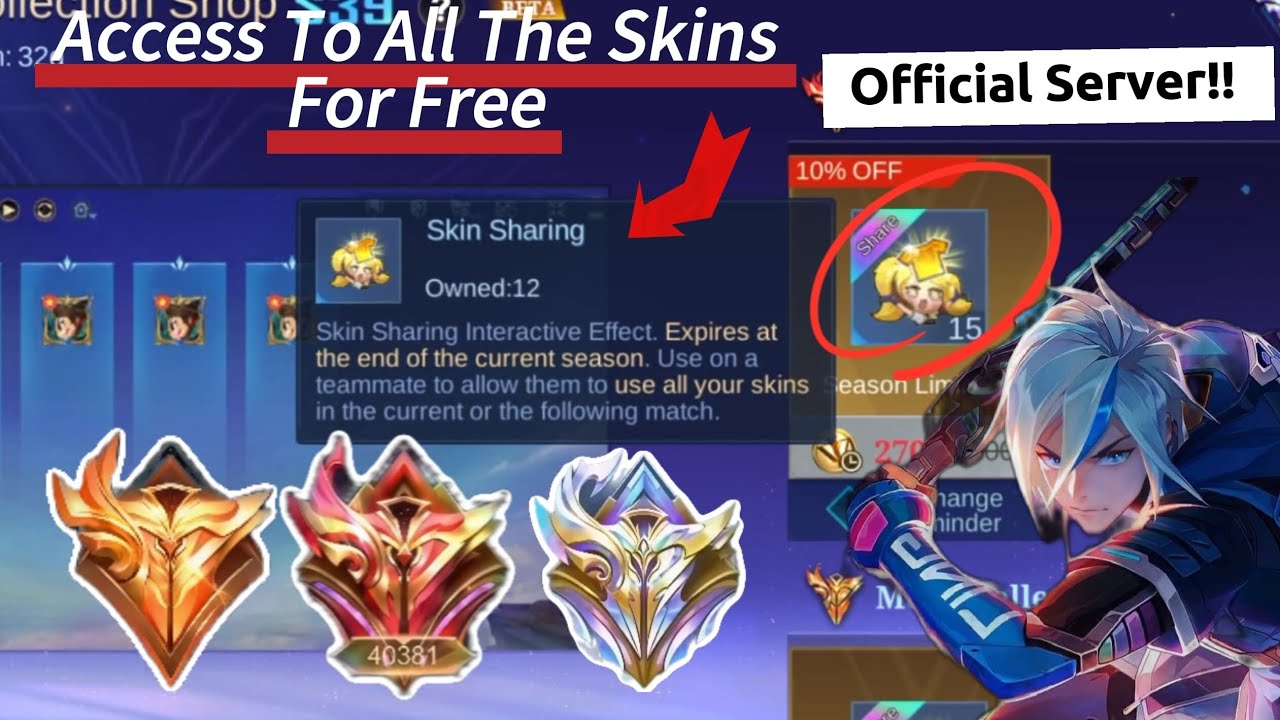 New Skin Sharing Feature On Official Server Of Mobile Legends!!!!!