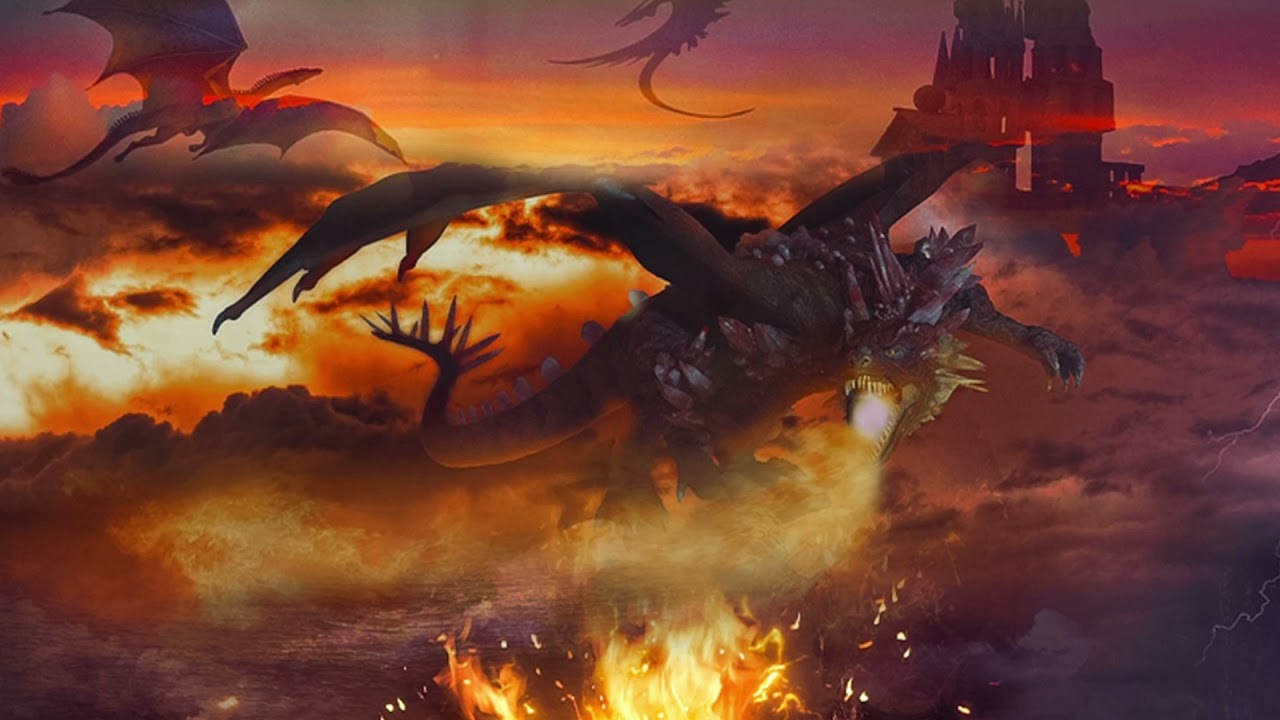 Dragon sound effects, breathing fire, growl