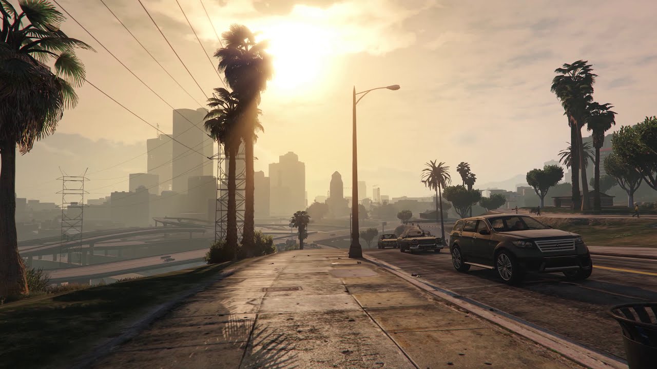 Walking in GTA V - Evening Sunset Walk in Vinewood