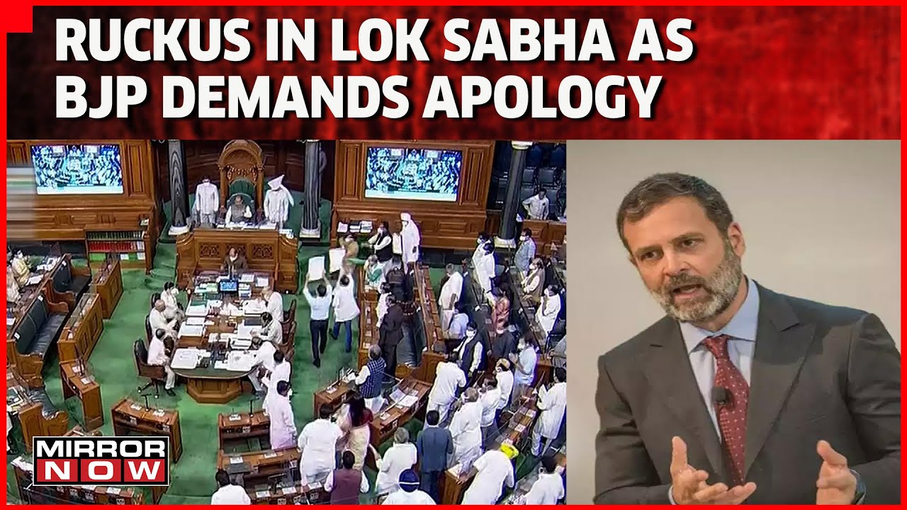 Huge Ruckus In Lok Sabha Assembly As BJP Leaders Demand Apology From Rahul Gandhi | Budget Session