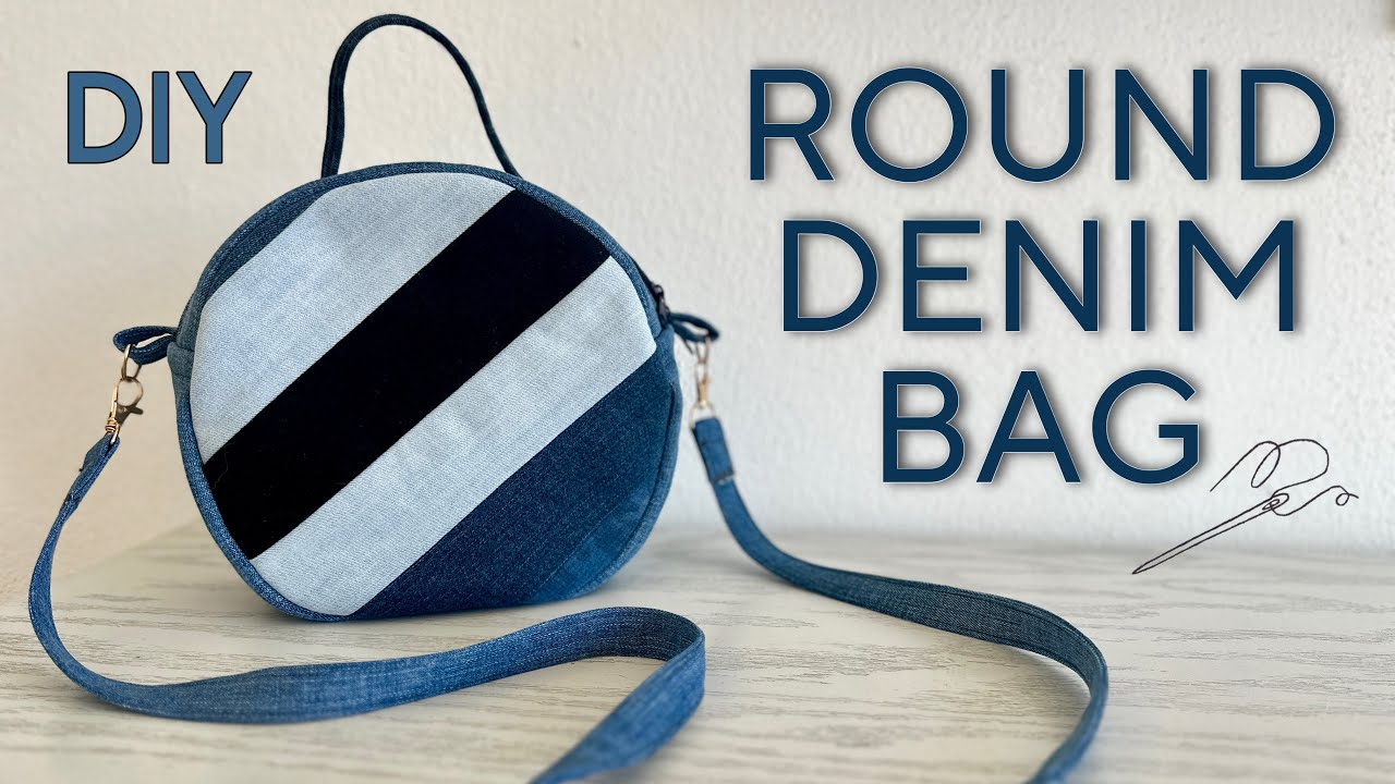 How to make DENIM ROUND BAG from old jeans DIY | Sewing denim bag | Best Upcycle ideas