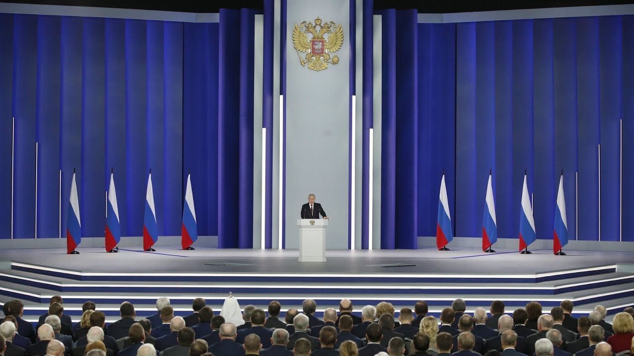 HD Russian Anthem 2023 President Vladimir Putin of Russia Speak 21 February 2023