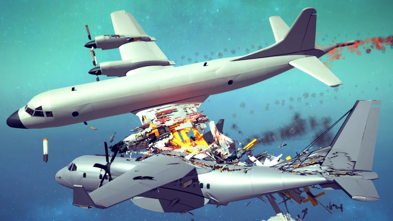 Two large transport airplanes collide midair! | Besiege