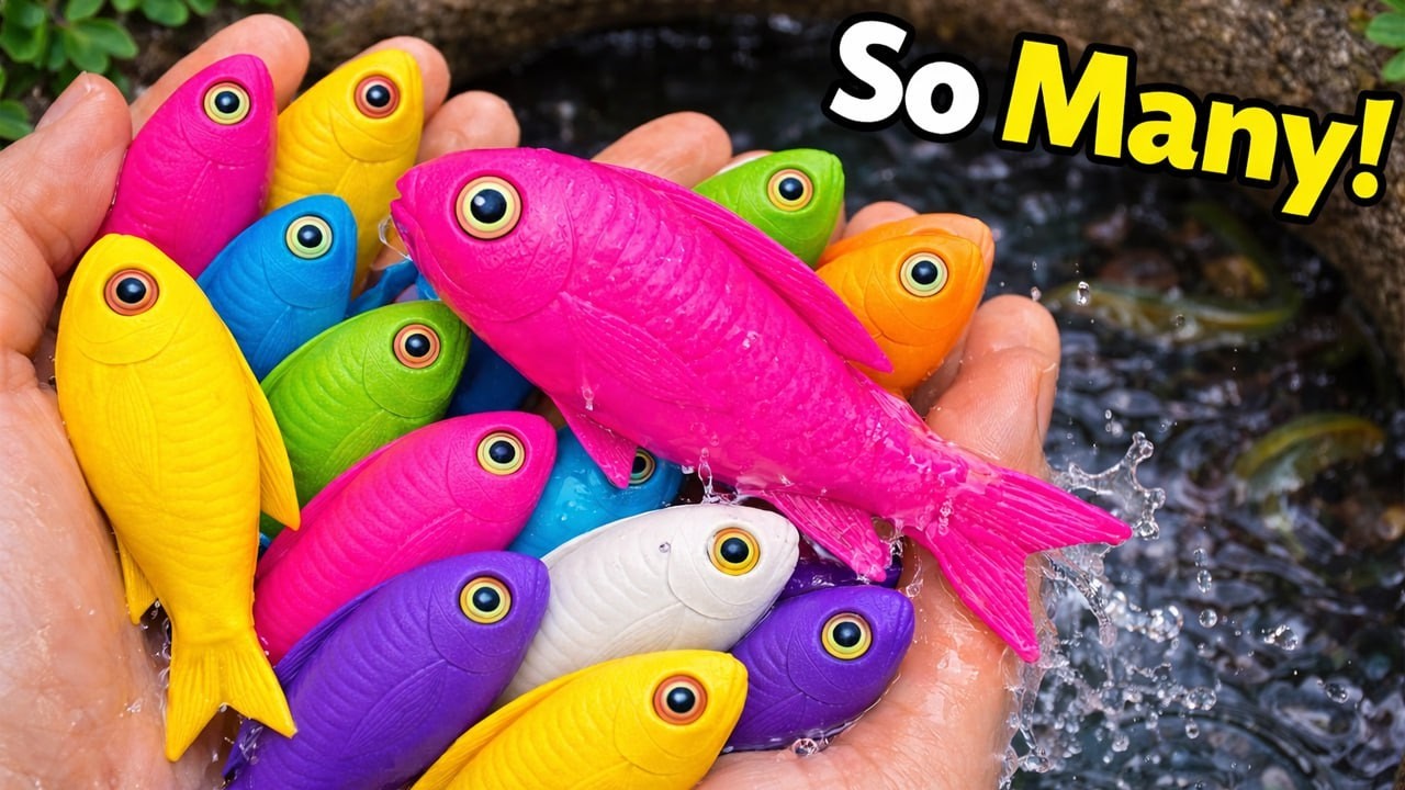 Catch beautiful aquarium fish in small pond baby turtles, eel, pencil fish, guppies, koi,puffer fish