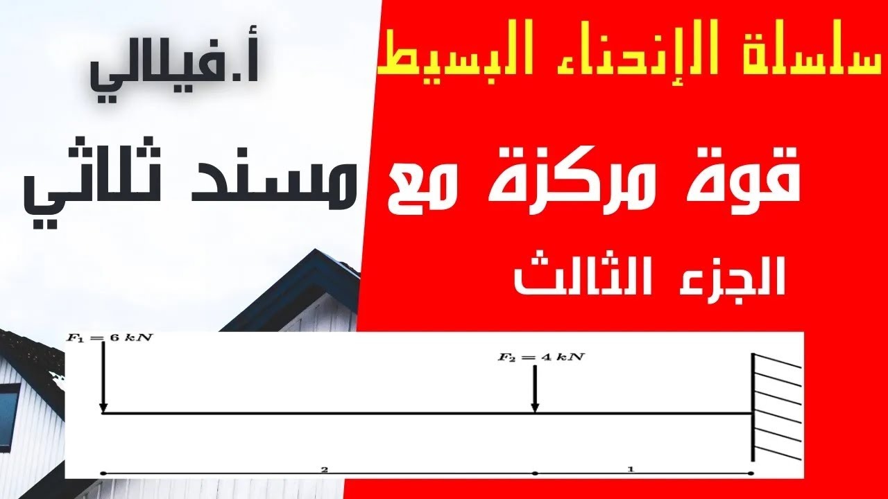 سلسلة الإنحناء البسيط الجزء الثالث  قوة مركزة في حالة مسند ثلاثي
