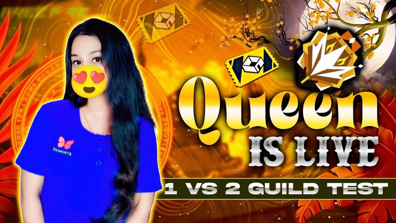 🔴1 Vs 2 GUILD TEST LIVE | GIRL GAMING+CUSTOM ROOMS 😍 #freefire #bloodqueenff #live
