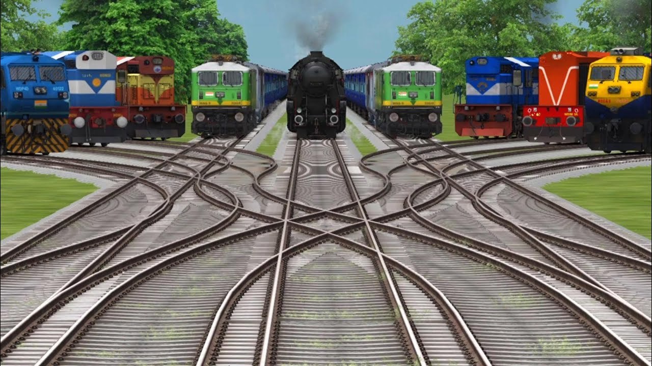 9 Train Simulator classic game video || Bumpy 3D Railroad Tracks || train Cartoon Video #railway