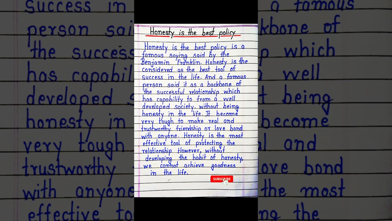 Honesty is the best policy essay in english #shorts #viral #ytshorts