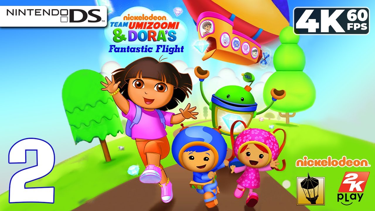 Team Umizoomi & Dora's Fantastic Flight (Nintendo DS) - 4K60 Walkthrough World 2 - Beach