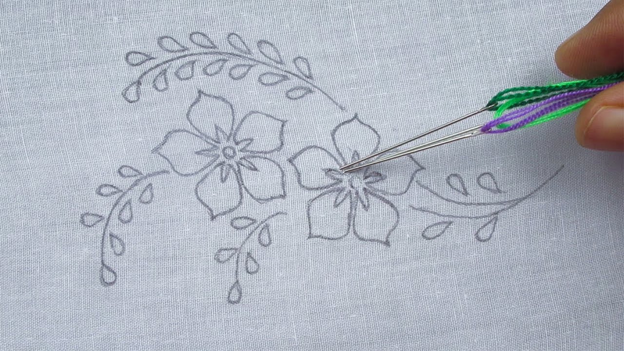 Hand Embroidery Very Easy Flower Embroidery for beginner, Modern Flower Embroidery Tutorial