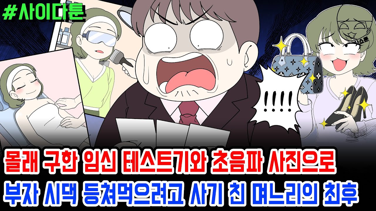 사이다툰] 몰래 구한 임신 테스트기와 초음파 사진으로 부자 시댁 등쳐먹으려고 사기 친 며느리의 최후 | 갓쇼툰