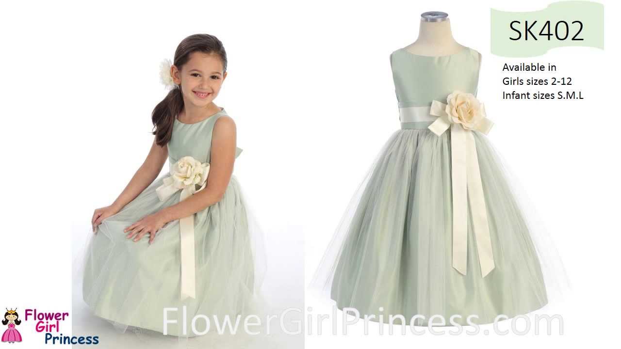 SK402 - Flower Girl Dress in Satin and Tulle from Flowergirlprincess.com