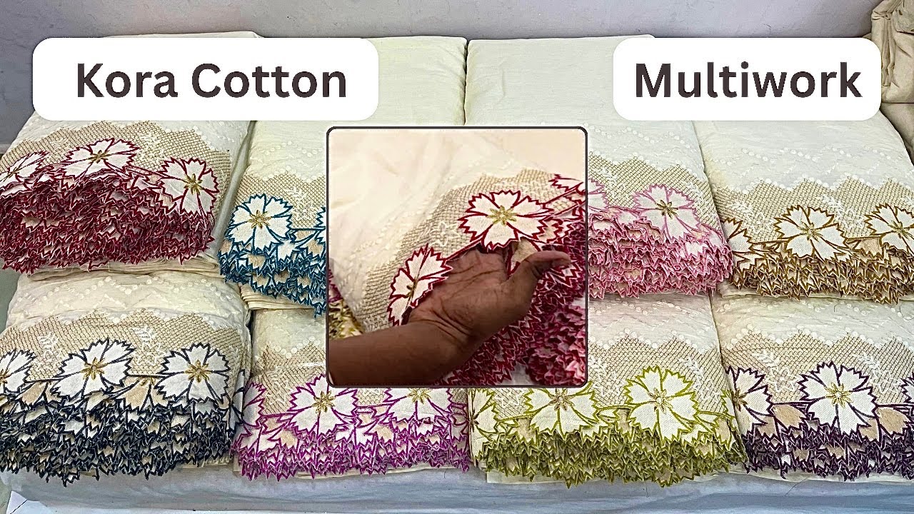 Kora Cotton Cutwork and Multi Threadwork Fabric Wholesale #koracotton #cutwork #cottonfabric