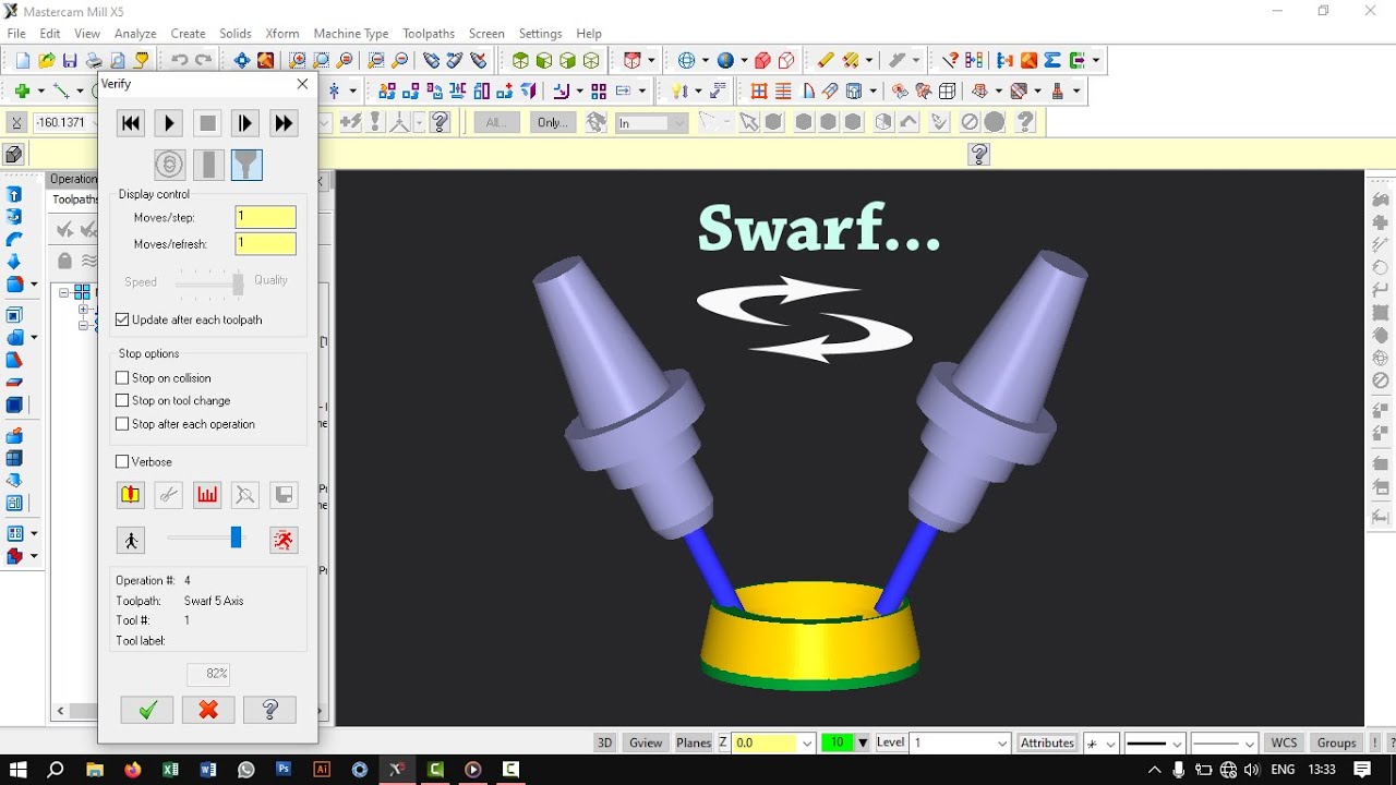 MasterCam X5 || 5-Axis Mill Example || Swarf mill