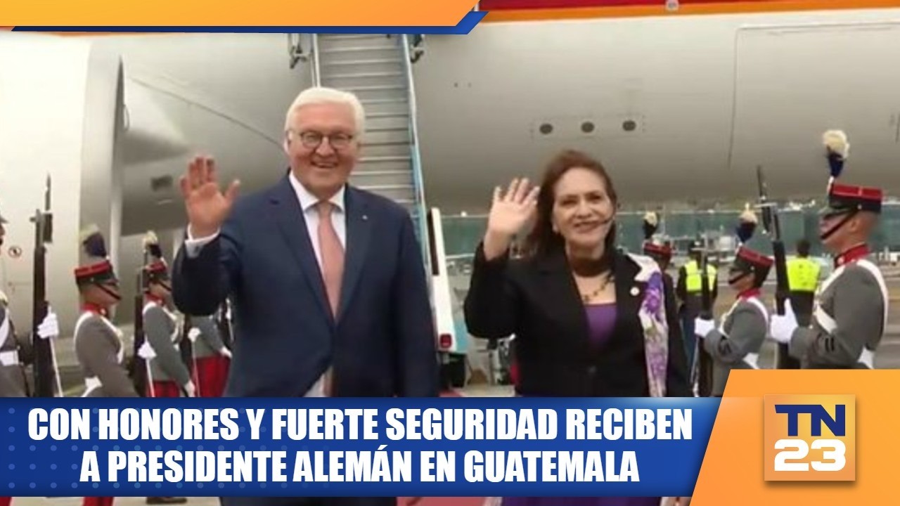 Con honores y fuerte seguridad reciben a presidente alemán en Guatemala