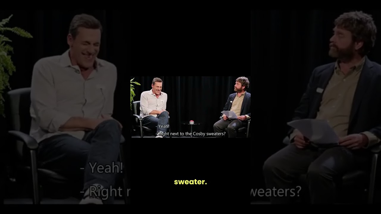 Jon Hamm hands his suit next to Cosby #interview #comedy #funny