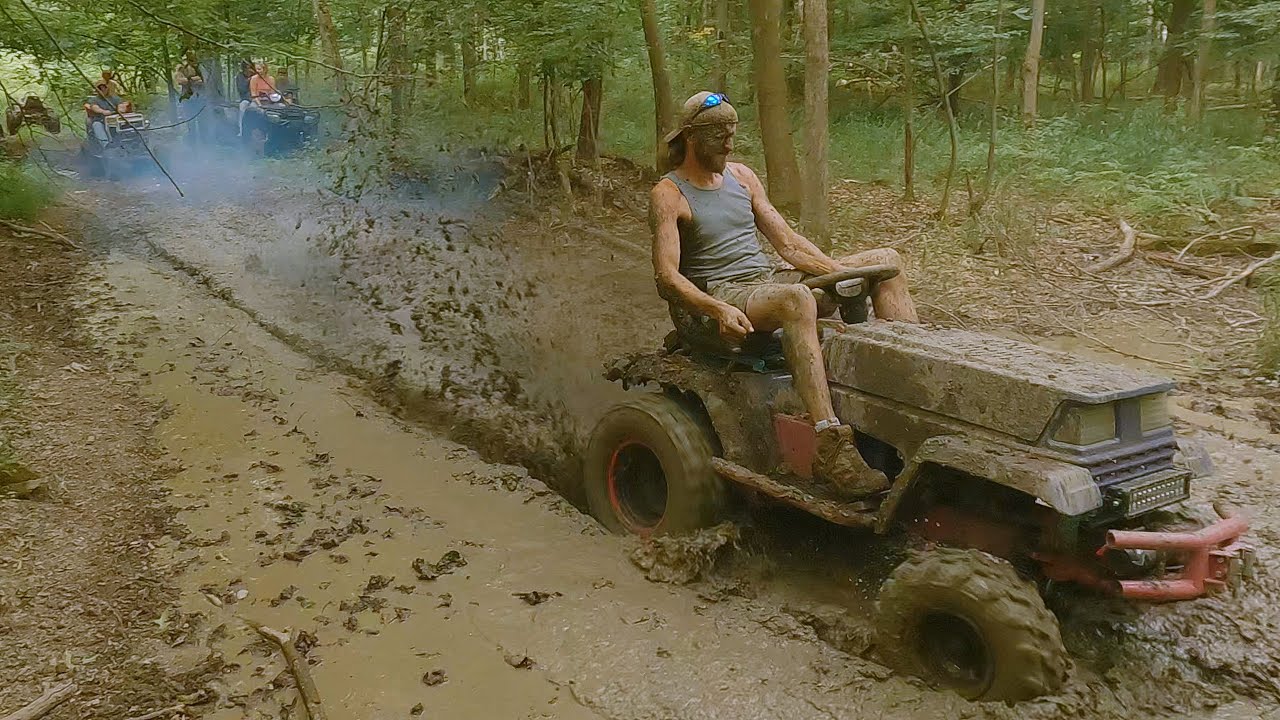 Walking with mud mowers.  Who wins the day?