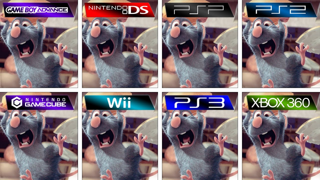 Ratatouille (2007) GBA vs DS vs PSP vs PS2 vs GC vs Wii vs PS3 vs XBOX 360 (Graphics Comparison)