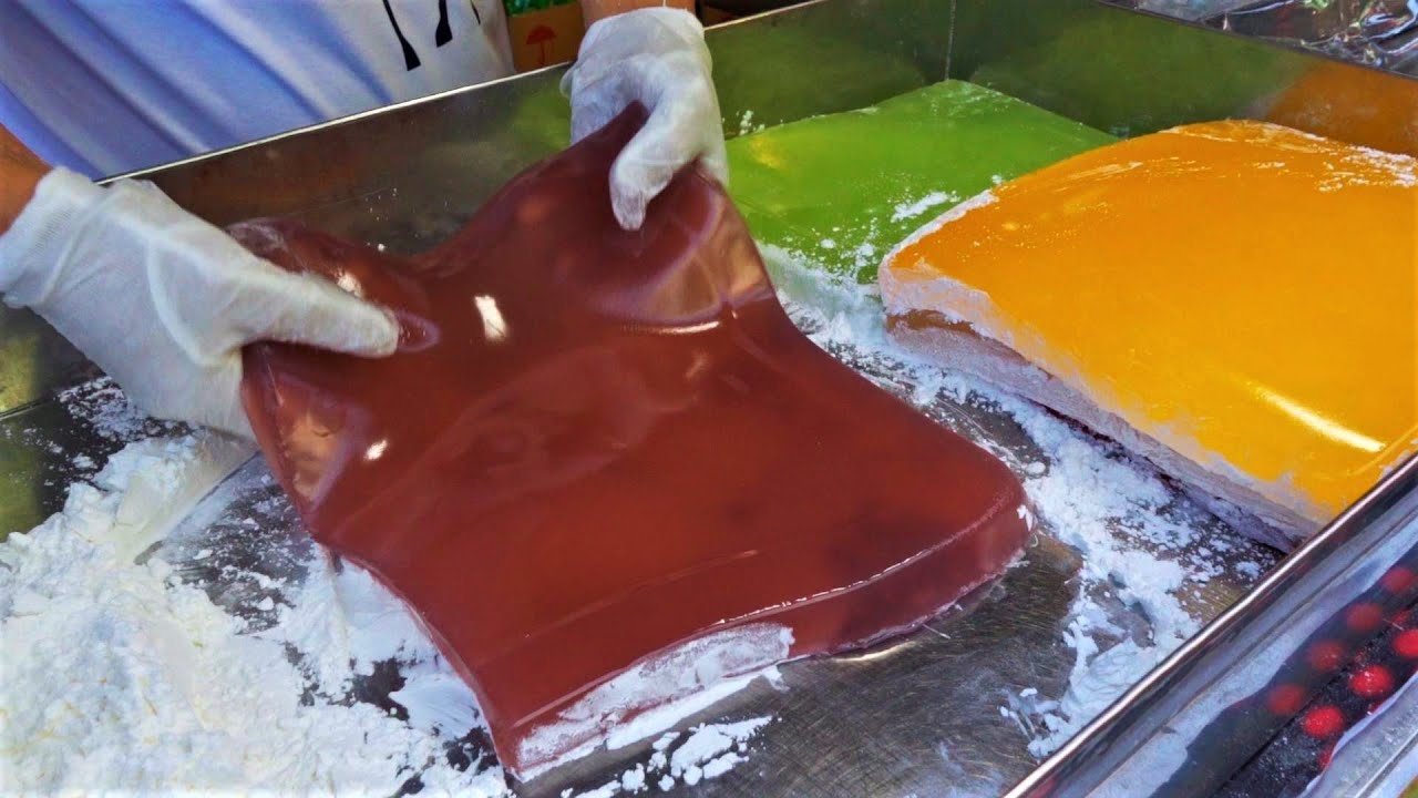 Handmade Fruit Warabimochi / 古早味水果涼糕, 手工現切 - Taiwanese Street Food